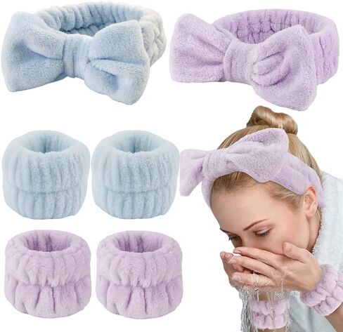 Wrist Towels for Washing Face spa Wristbands and Headband Microfiber Quick Dry Absorbent Wristbands for Girls Men Makeup 6PCS Arm Bands Set(Black&Grey) in Saudi Arabia