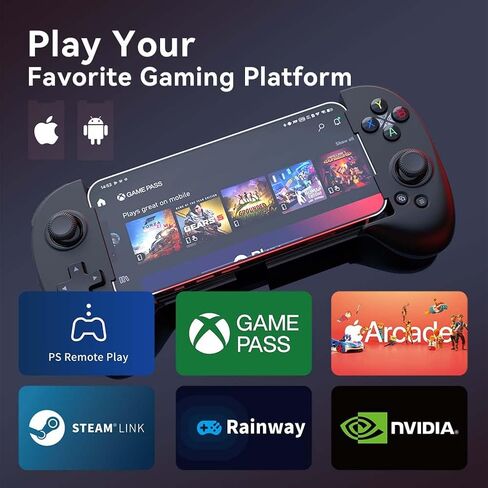 ShanWan Mobile Game Controller for iphone/Android with PHONE CASE Support, Bluetooth Wireless Gamepad - PS Remote Play, Xbox Cloud, Steam Link, GeForce NOW, MFi Arcade Games-Long Battery Life in Kuwait