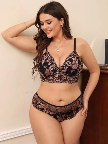 dream love Women's Lace Lingerie Bra and Panty Set Strappy Babydoll Bodysuit XL-XXXXL in Saudi Arabia