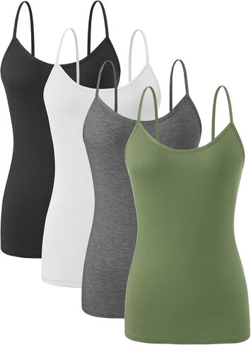 Orrpally Basic Cami Tank Tops Women Lightweight Camisole Stretch Tank Top Adjustable 4-Pack in Kuwait