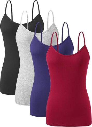 Orrpally Basic Cami Tank Tops Women Lightweight Camisole Stretch Tank Top Adjustable 4-Pack in Kuwait
