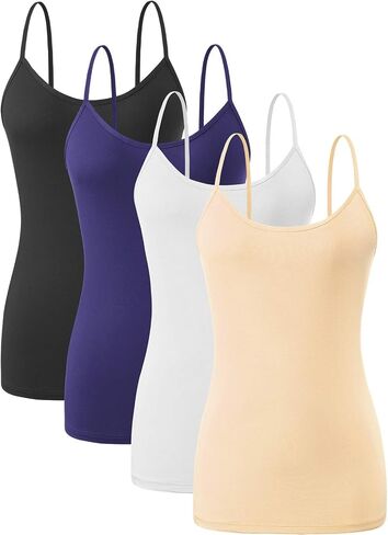 Orrpally Basic Cami Tank Tops Women Lightweight Camisole Stretch Tank Top Adjustable 4-Pack in Kuwait