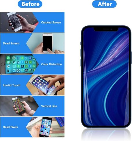 for iPhone 11 Screen Replacement 6.1 Inch, Diykitpl 3D Touch LCD Digitizer Replacement for A2111, A2223, A2221, with Repair Tools Kit+Magnetic Screw Mats+Screen Protector+Waterproof Frame Adhesive in Kuwait