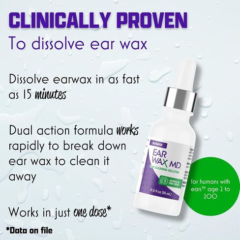 eosera® Ear Wax MD® - Wax Cleaning Drops 5pk Single Use Vials | Fast-Acting | Breaks Down & Dissolves Wax in Just 1 Treatment | Clinically Proven | Gentle & Safe in Saudi Arabia
