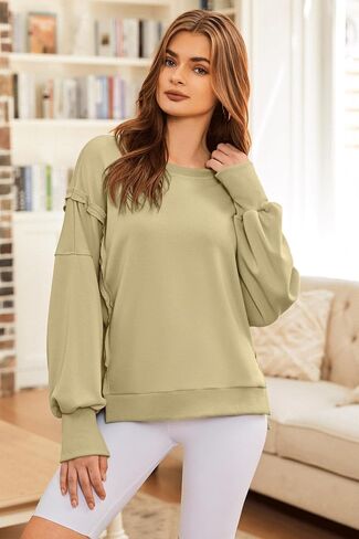 Women's Oversized Sweatshirt Pullover Top Slit Slouchy Crew Neck Long Sleeve Casual Fall Clothes Preppy Sweatshirt in Saudi Arabia
