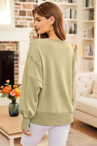 Women's Oversized Sweatshirt Pullover Top Slit Slouchy Crew Neck Long Sleeve Casual Fall Clothes Preppy Sweatshirt in Saudi Arabia