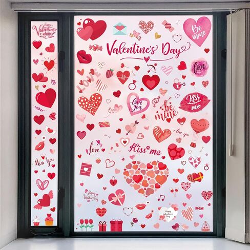 Valentines Day Window Clings for Glass, 9 Sheets Valentine's Day Double-Sided Window Cling Stickers for Office Decorations, Valentine Red Pink Gnome Clings Decals for Indoor Home Shop Kitchen Decor in Kuwait