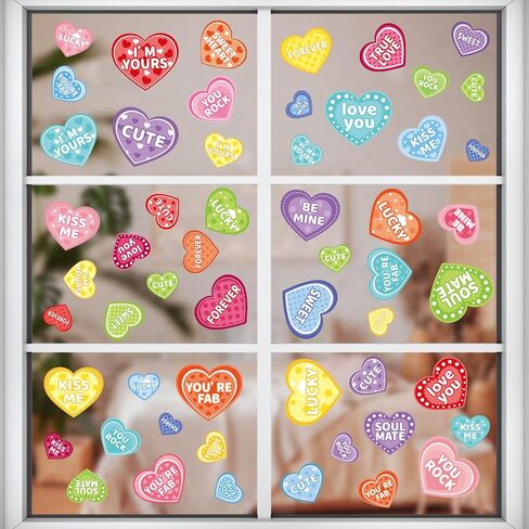 Valentines Day Window Clings for Glass, 9 Sheets Valentine's Day Double-Sided Window Cling Stickers for Office Decorations, Valentine Red Pink Gnome Clings Decals for Indoor Home Shop Kitchen Decor in Saudi Arabia