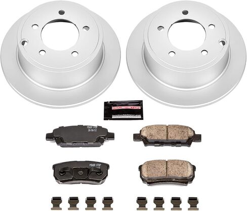 Power Stop KOE3033 مجموعة فرامل بديلة للتخصص الذاتي الخلفي دوارات فرامل OE ووسادات فرامل سيراميك لكرايسلر 200 سيبرينغ | دودج افنجر كاليبر كومباس باتريوت | لانسر [تطبيق خاص] in Kuwait