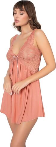 Women Viscose Lace Trim Nightgown, Lightweight Soft Summer Cotton Nightie, Chemise Nightdress in Saudi Arabia