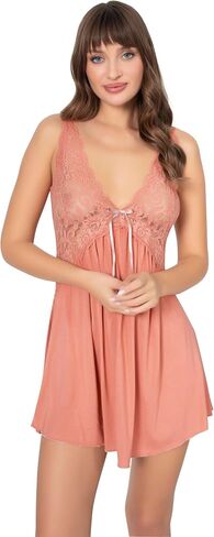Women Viscose Lace Trim Nightgown, Lightweight Soft Summer Cotton Nightie, Chemise Nightdress in Saudi Arabia