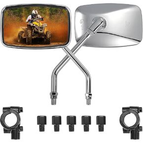 KEMIMOTO ATV Mirrors 8MM10MM Motorcycle Mirrors Side Rearview Mirrors for 7/8" Handlebar Compatible with ATV Dirt Bike Scooter, Silver