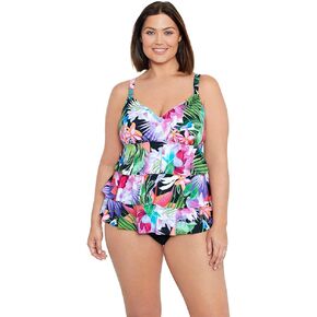 Penbrooke Shape Solver Women's Plus Lush Life Triple Tier Soft Cup Tankini Top Separate