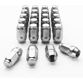 1/2-20 Lug Nuts Chrome Hex Tuner, 1.4 inches Length with Cone Seat, Compatible with Jeep Grand Cherokee Wrangler Liberty, Ford Explorer Ranger Mustang, Dodge Dakota Dura, 24-Piece
