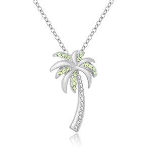 Dainty Crystal Palm Tree Pendant Necklace Summer Style