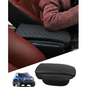 for 2024 Bronco Sport Center Console Cover Armrest Cover Bronco Sport Accessories 2023-2021 Black with Pockets PU Leather Upgrade