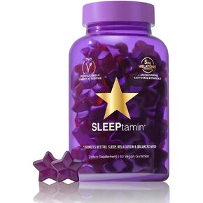 HAIRtamin SLEEPtamin Melatonin Gummies 5mg | Infused with Chamomile & Ashwagandha for Relaxation | Promotes Restful Sleep, Balanced Mood, Stress Relief & Enhanced Relaxation | 60 Vegan Gummies