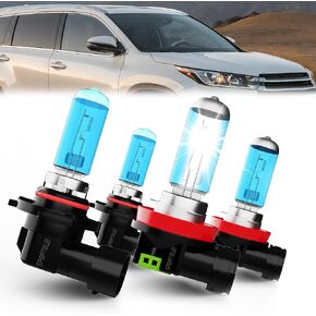 compatible with Toyota Highlander (2011-2022) Halogen headlights, 9005/HB3/H10 High Beam & H8/H9/H11 Low Beam Halogen Headlight Bulbs, Pack of 4