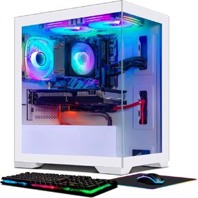 STGAubron Gaming Desktop PC, Intel Core i7-6700 up to 4.0G, 16G DDR4, 1T SSD, Radeon RX 5700 XT 8G GDDR6, 600M WiFi, BT 5.0, RGB Fan x 6, RGB Keyboard & Mouse & Mouse Pad, RGB BT Sound Bar, W10H64