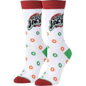 Cool Socks Novelty Crew Socks Women's Apple Jack's, Graphic Print, Large