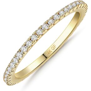 FASACCO 14K Gold Filled Rings for Women CZ Simulated Diamond Stackable Ring Eternity Bands for Women