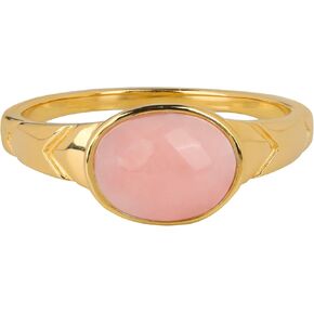 YoTreasure Pink Opal Solitaire Ring Solid 14K Gold Over 925 Sterling Silver Jewelry