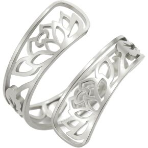 TEAMER Adjustable Lotus Flower Ring Stainless Steel Lotus Flower Ring Elegant Yoga Jewelry Band Ring For Women