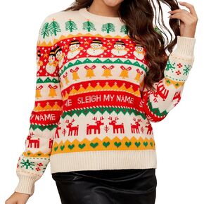 LUBOT Ugly Christmas Sweaters for Women Cute Fuzzy Funny Wintertime and Holiday Parties Knitted Pullover Sweater