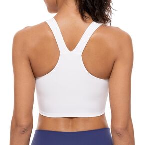 Lavento Women's Active Sculpt Racerback Sports Bras - V-Neck Longline Padded Workout Yoga Top with Built-in Bra