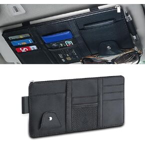 1 PC Car Sun Visor Organizer, Zipper-typed Multi-Functional Storage Bag, Universal Automobile Interior Supplies, for Most Cars, SUVs and Vans (Black)