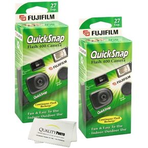 Fujifilm QuickSnap Flash 400 Disposable 35mm Camera (1 Pack) Bonus Hand Strap + Quality Photo Microfiber Cloth