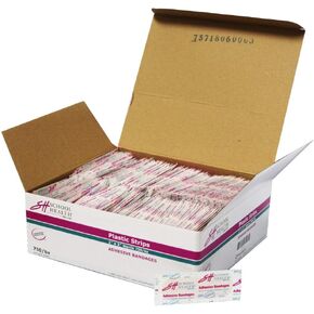 School Health - Adhesive Bandages, Comfortable Form-Fitting Protection & Wound Care for Minor Cuts and Scrapes, Premium Adhesive Stays Secure with Movement or Perspiration, Plastic, 1" x 3" 750/Box