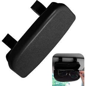1 PC Car Visor Glasses Case, 6.7" x 3.1" x 1.5" ABS Shell + Built-in Suede Anti-scratch Protection Sunglass Storage Holder, Adsorption One-handed Open Organizer, Universal for Cars (Black)