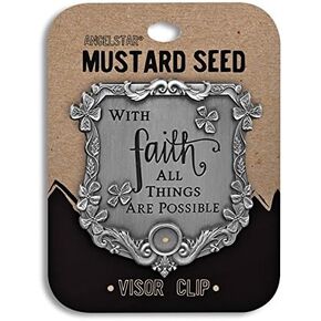 Mustard Seed VISOR CLIP - With FAITH All Things are Possible - Car - Automobile Matthew 17:20 GREAT GIFT - Never Drive Faster Than Your GUARDIAN ANGEL Can Fly