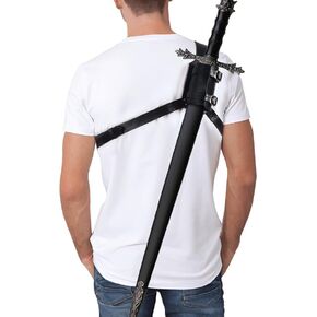 Medieval Leather Back Sword Shoulder Frog Adjustable Sheath Holster Renaissance Warrior Costume Accessory Mercenary Sword Holster Back Sword Holster Back Sword Sheath Holster