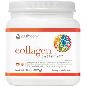 Youtheory Collagen Peptides Powder, Promotes Hair, Nail, Skin, and Joint Health, Unflavoured, 20 OZ