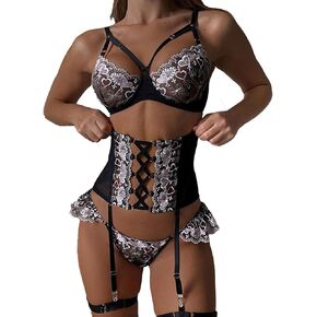 Sexy Lingerie Set for Women: Sexy Outfits for Women Play with Lace Thong Panties for Women Push Up Underwire Bra
