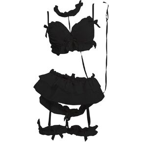 مجموعة ملابس داخلية للنساء ملابس نوم مكشكشة، قميص بيبي دول شبكي مع جوارب رباط in Kuwait