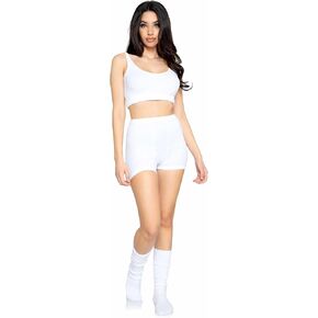 Leg Avenue Women's 3 Pc Ultra Soft Cozy Knit Lounge Set with Cropped Tank, Boyshorts, Knee Socks in Kuwait