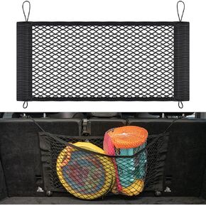 Cargo Net for Car Trunk Organizer, Elastic Mesh Pockets Backseat Hanging 25.6 x13.7 inches Trunk Organizer Storage Pouch Bag Car Net Accessories for SUV MPV