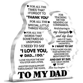 Dad Gifts From Daughter Son, Gifts for Dad Father's Day Christmas Birthday Dad Acrylic Plaque Keepsake Gifts