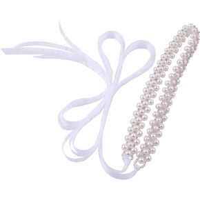 Pearl Bridal Belt Handmade Beaded Belt Wedding Belt on Both Sides,Pearl Crystal Sash for Wedding Dress Bridesmaid Flower Gril