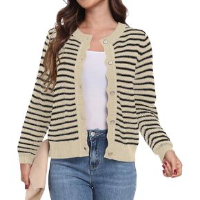 GRECERELLE Women Knit Cardigan Sweaters Long Sleeve Open Front Button Down Casual Trendy Jackets Outwear