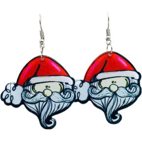 Pingyongchang Christmas Santa Claus Acrylic Dangle Drop Earrings Cute Funny Handmade HoHoHo Christmas Earrings for Women Xmas Party Jewelry Festival Holiday Gift
