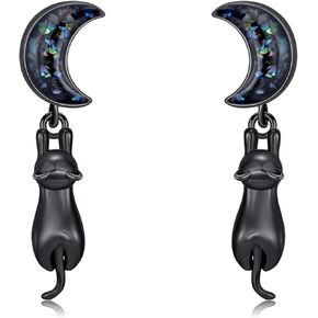 Cat/Bat Earrings for Women 925 Sterling Silver Cat Jewelry Dangle Earrings Gifts
