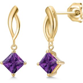 Gem Stone King 10K Yellow Gold 5MM Round Gemstone Birthstone Infinity Dangle Earrings for Women | Gold Earrings For Women | Gold Earrings For Women