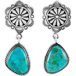 Turquoise Earrings 925 Sterling Silver & Genuine Turquoise