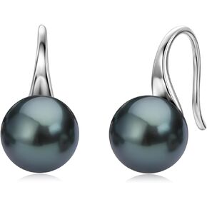 Tahitian Black Pearl Drop Earrings,18K Gold Plated Sterling Silver Pearl Jewelry Birthday Anniversary Christmas Gifts for Women