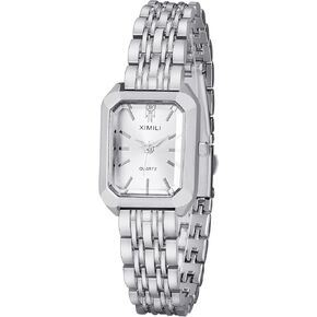 Square Lady Women Wrist Watch Quartz Stainless Steel Crystal Dress Fashion Watches