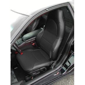 Iggee Artificial Leather Custom Made Original fit Front Seat Covers Designed for 1997-2004 Chevy Corvette C5 (Black)